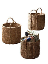 Load image into Gallery viewer, Kalalou Seagrass Round Braided Storage Basket with Handle, Set of 3
