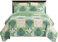 Royal Hotel Davina Queen Size, Over-Sized Coverlet 3pc Set, Luxury Microfiber Printed Quilt