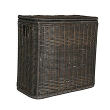 Load image into Gallery viewer, The Basket Lady 3-Compartment Wicker Laundry Sorter Hamper, 30 in L x 15 in W x 28 in H, Antique Walnut Brown
