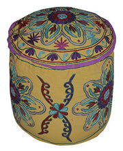 Load image into Gallery viewer, Lalhaveli Pouffe Ottoman Cover Suzani Embroidered 18 X 18 X 14 Inches
