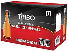 Load image into Gallery viewer, Home Brewing Glass Beer Bottle with Easy Wire Swing Cap &amp; Airtight Rubber Seal -Amber- 16oz - Case of 12 - by Tiabo
