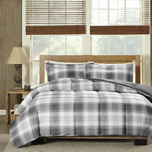 Load image into Gallery viewer, Woolrich Plaid Bedroom Comforter Down Alternative All Season Ultra Soft Microfiber Bedding Sets, Full/Queen, Grey, 3 Piece
