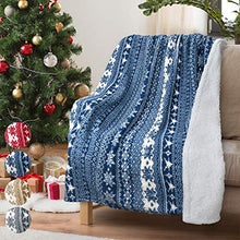 Load image into Gallery viewer, Christmas Throw Sherpa Blanket 50&quot; x 60&quot; Snowflake Pattern, Super Soft Fluffy Sherpa Throw TV Blanket Decorative Blanket for Bed Couch Holidays Blue
