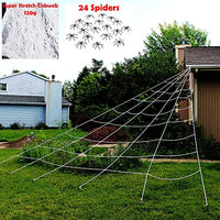 JOYIN Halloween Decorations, 23X18 ft Triangular Mega White Spider Web for Outdoor Halloween Decor Yard with 120g Super Stretch Cobweb and 24 Spiders