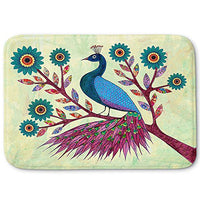 DiaNoche Designs Memory Foam Bath or Kitchen Mats by Sascalia - Blue Peacock, Large 36 x 24 in