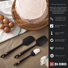 Load image into Gallery viewer, DI ORO Seamless Series 3-Piece Silicone Spatula Set - 600F Heat Resistant Non Stick Rubber Kitchen Scraper Spatulas for Cooking, Baking, and Mixing  BPA Free and LFGB Certified Silicone (Black)
