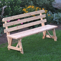 A & L Furniture Traditional Backed Bench Only, Unfinished