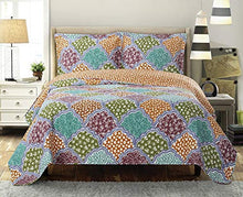 Load image into Gallery viewer, Royal Hotel Dahlia Full Size, Over-Sized Coverlet 7pc Bedding Set, Luxury Microfiber Printed Quilt
