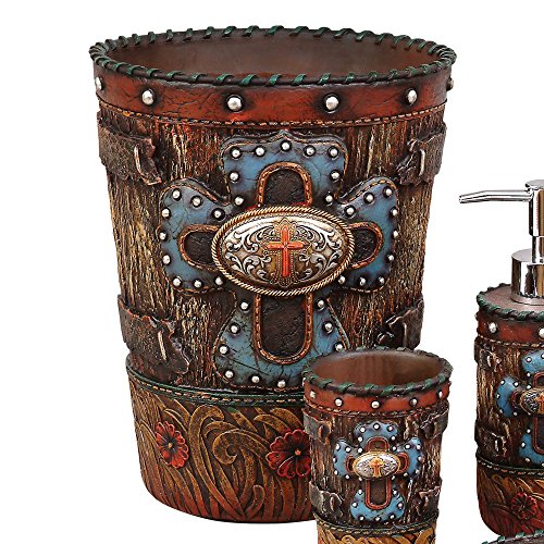 Buckle Cross and Turquoise Waste Basket - CLEARANCE