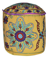 Lalhaveli Pouffe Ottoman Cover Suzani Embroidered 18 X 18 X 14 Inches