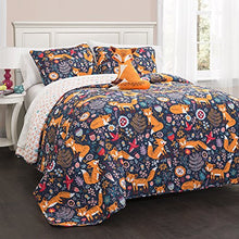 Load image into Gallery viewer, Lush Decor Pixie Fox Quilt Reversible 4 Piece Bedding Set-Navy-Full/Queen
