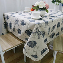 Load image into Gallery viewer, Queenie - 1 Pc Screen Print Cotton Table Cloth Sea Shell with Fringe, 55&quot; x 94.5&quot; (140 x 240 cm)
