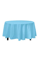 12-Pack Premium Plastic Tablecloth 84in. Round Table Cover - Sky Blue