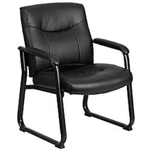 Load image into Gallery viewer, Flash Furniture HERCULES Series Big &amp; Tall 500 lb. Rated Black LeatherSoft Executive Side Reception Chair with Sled Base
