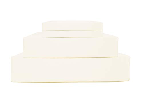100% Cotton Percale Sheets King Size, Ivory, Deep Pocket, 4 Piece - 1 Flat, 1 Deep Pocket Fitted Sheet and 2 Pillowcases, Crisp and Strong Bed Linen