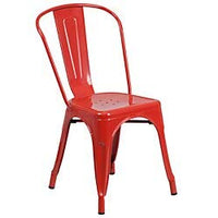 Flash Furniture Commercial Grade Red Metal Indoor-Outdoor Stackable Chair