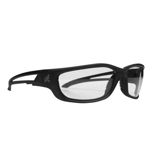 Edge SK-XL111VS Kazbek XL Wrap-Around Safety Glasses, Anti-Scratch, Non-Slip, UV 400, Military Grade, ANSI/ISEA & MCEPS Compliant, XL Wide Fit, Black Frame/Clear Lens