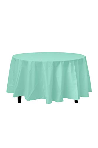 12-Pack Premium Plastic Tablecloth 84in. Round Table Cover - Light Mint