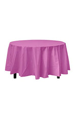 Load image into Gallery viewer, 12-Pack Premium Plastic Tablecloth 84in. Round Table Cover - Magenta
