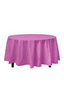 12-Pack Premium Plastic Tablecloth 84in. Round Table Cover - Magenta
