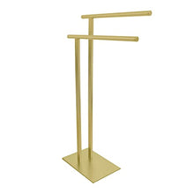 Load image into Gallery viewer, Kingston Brass SCC6037 Freestanding Double Towel-Rack, Brushed Brass
