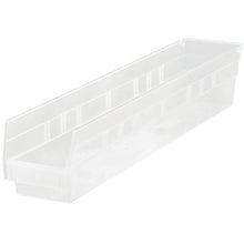 Load image into Gallery viewer, Quantum QSB105CL Clear Economy Shelf Bin, 23-5/8&quot; x 4-1/8&quot; x 4&quot; Size (Pack of 16)
