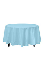 Load image into Gallery viewer, 12-Pack Premium Plastic Tablecloth 84in. Round Table Cover - Light Blue
