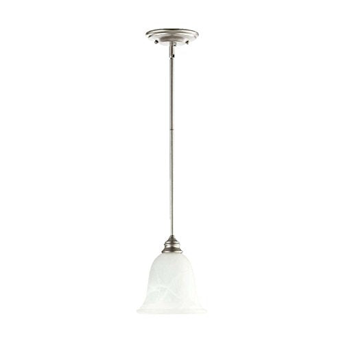 Quorum 3154-64 Bryant - 1 Light Mini Pendant in Quorum Home Collection style - 8 inches wide by 12 inches high, Classic Nickel Finish with Faux Alabaster Glass