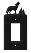 Load image into Gallery viewer, SWEN Products Wolf Metal Wall Plate Cover (Single Rocker, Black)
