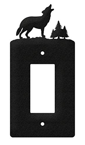 SWEN Products Wolf Metal Wall Plate Cover (Single Rocker, Black)