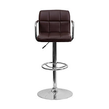 Load image into Gallery viewer, Offex Contemporary Brown Quilted Vinyl Adjustable Height Bar Stool with Arms and Chrome Base
