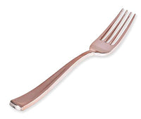 Stock Your Home 125 Disposable Heavy Duty Plastic Forks, Fancy Plastic Silverware Looks Like Real Cutlery - Utensils Perfect for Catering Events, Restaurants, Parties and Weddings (Rose Gold)