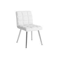 Load image into Gallery viewer, Monarch Specialties White Leather-Look/Chrome Metal 2-Piece Dining Chair, 32-Inch
