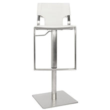 Load image into Gallery viewer, Safavieh Home Collection Armondo Stainless Steel and White Leather Adjustable Gas Lift 22.4-31.5-inch Bar Stool
