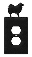 SWEN Products Spitz Samoyed American Eskimo Dog Metal Wall Plate Cover (Single Outlet, Black)