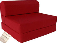 D&D Futon Furniture Red Sleeper Chair Folding Foam Bed Sized 6 X 32 X 70, Studio Guest Foldable Chair Beds, Foam Sofa, Couch, High Density Foam 1.8 Pounds.