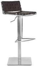 Load image into Gallery viewer, Safavieh Home Collection Mitchell Stainless Steel and Brown Leather Adjustable Gas Lift 21.7-30.7-inch Bar Stool

