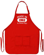 Load image into Gallery viewer, 60th Birthday Made in 1962 Apron for Kitchen Two Pocket Apron Red
