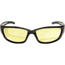 Load image into Gallery viewer, Edge SK-XL112VS Kazbek XL Wrap-Around Anti-Fog / Vapor Shield Safety Glasses, Anti-Scratch, Non-Slip, UV 400, Military Grade, ANSI/ISEA &amp; MCEPS Compliant, XL Wide Fit, Black Frame / Yellow Lens
