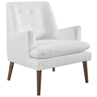 Modway Leisure Mid-Century Modern Upholstered Fabric Lounge Accent Chair in White