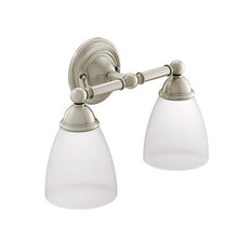 Load image into Gallery viewer, Moen YB2262BN Brantford 2-Light Dual-Mount Bath Bathroom Vanity Fixture with Frosted Glass, Brushed Nickel
