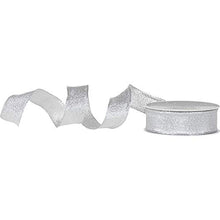 Load image into Gallery viewer, The Gift Wrap Company 7/8-Inch Wired Edge Glitter Ribbon, Silver (18310-02)
