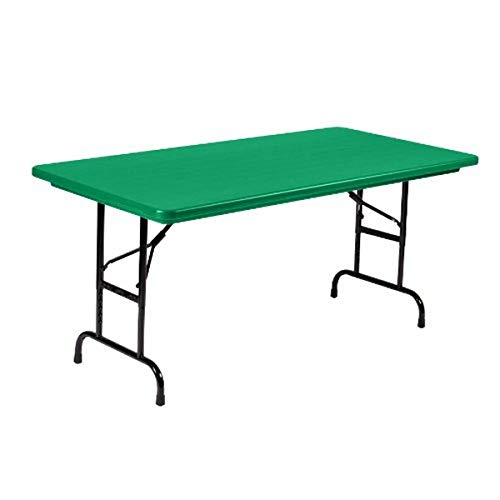 Correll RA3060-29 R Series, Adjustable Height Blow Molded Plastic Commercial Duty Folding Table, Rectangular, 30