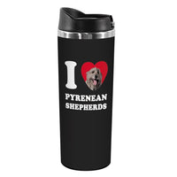 Tree-Free Greetings TT42108 I Heart Pyrenean Shepherds 18-8 Double Wall Stainless Artful Tumbler, 14-Ounce, Grey