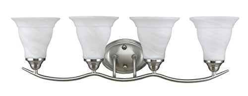 Chloe Lighting CH21013BN30-BL4 Orella Transitional 4-Light Bath Vanity Wall Fixture with White Etched Glass, 30