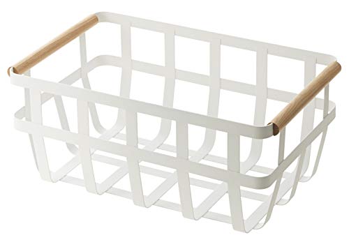 YAMAZAKI home 2507 Storage Basket-Dual Handle Organizer, One Size, White
