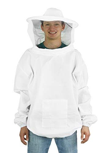 VIVO Professional White Medium/Large Beekeeping Suit, Jacket, Pull Over, Smock with Veil (BEE-V105)