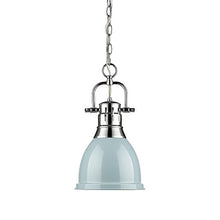 Load image into Gallery viewer, Golden Lighting 3602-S CH-SF Duncan Pendant, Chrome with Seafoam Shade
