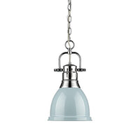 Golden Lighting 3602-S CH-SF Duncan Pendant, Chrome with Seafoam Shade