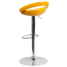 Load image into Gallery viewer, Flash Furniture 2 Pack Contemporary Yellow Plastic Adjustable Height Barstool with Rounded Cutout Back and Chrome Base
